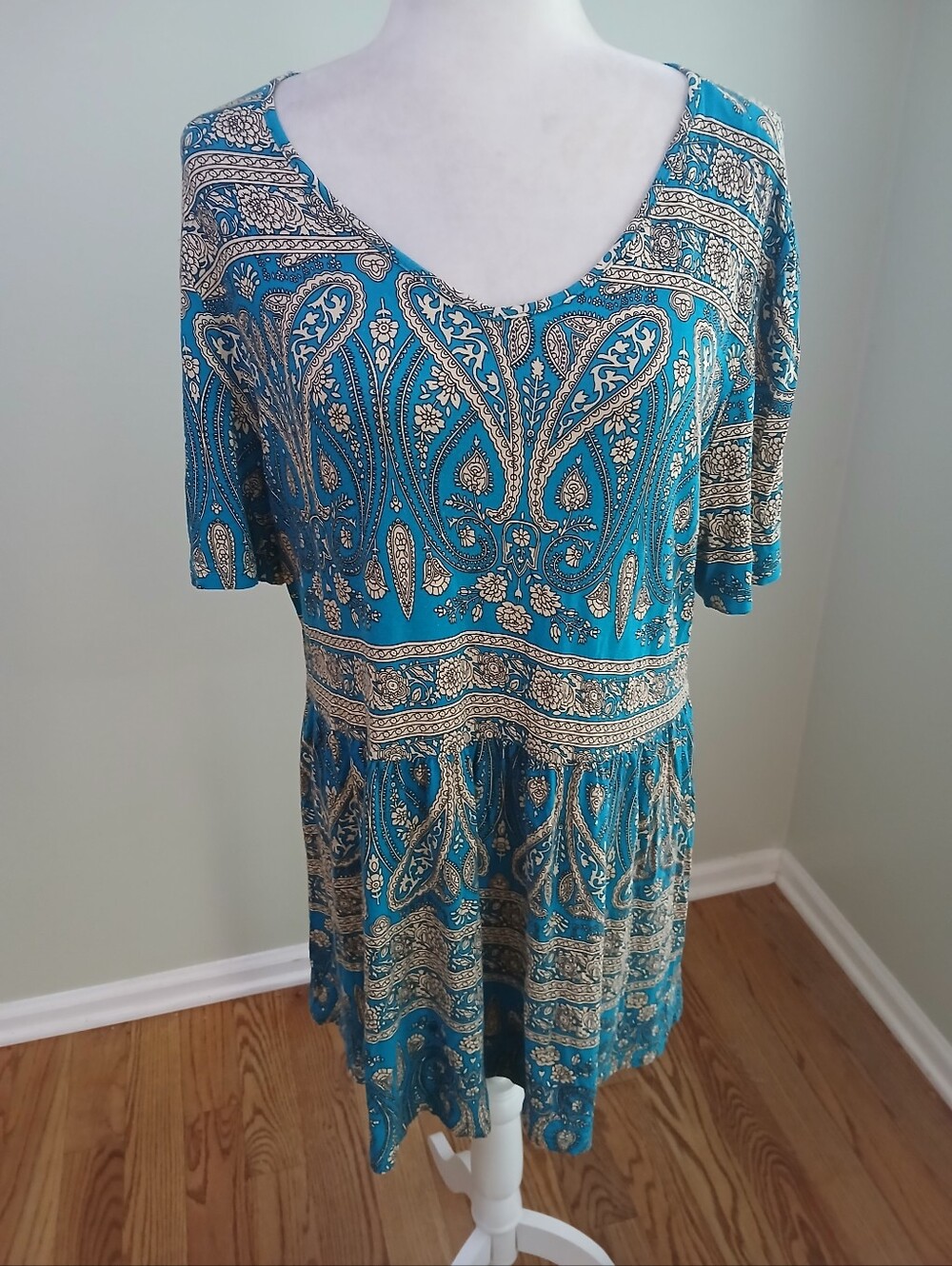 Taohuadao Paisley Floral Print Short Sleeve Tunic Top